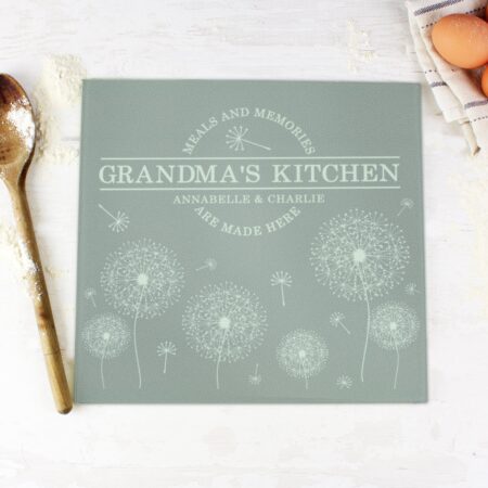 Personalised Dandelion Glass Chopping Board/Worktop Saver: 3 - Chopping Boards By Gift Moments