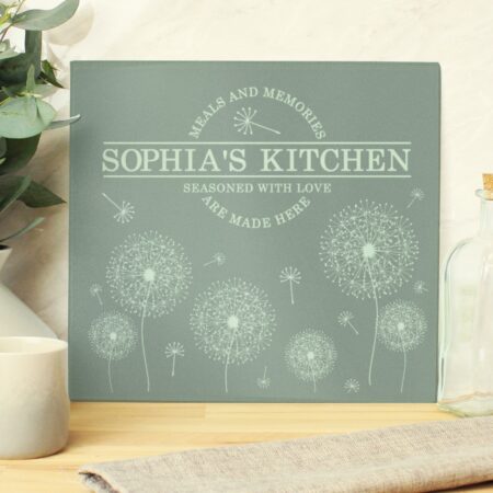 Personalised Dandelion Glass Chopping Board/Worktop Saver: 4 - Chopping Boards By Gift Moments