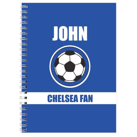 Personalised dark blue football fan a5 notebook