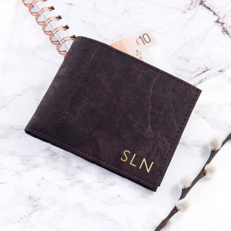 Personalised Dark Brown Vegan Leather Cork Wallet: 6 - Wallets & Money Clips By Gift Moments