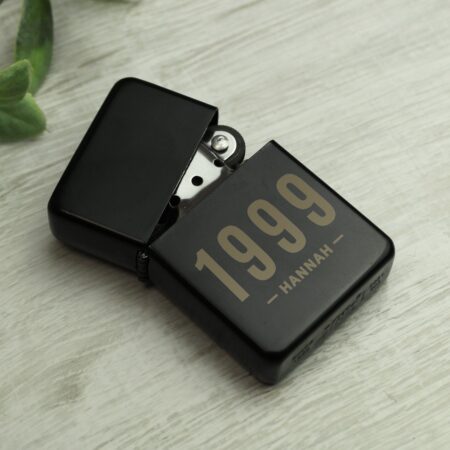 Personalised Date & Name Black Lighter: 4 - Smoking Accessories By Gift Moments