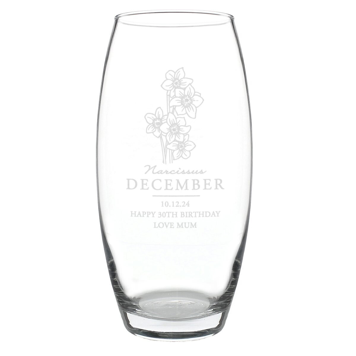 Personalised December Birth Flower Bullet Vase: 5 - Vases By Gift Moments