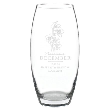 Personalised December Birth Flower Bullet Vase: 5 - Vases By Gift Moments