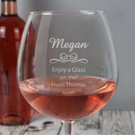 Personalised Decorative Bottle of Wine Glass: 6 - Wine Glasses By Gift Moments