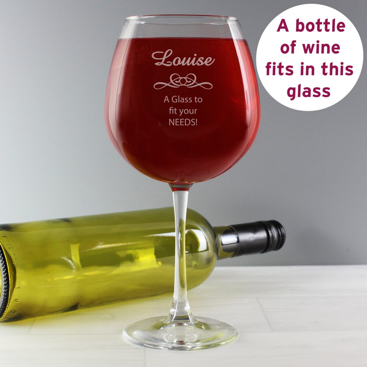 Personalised Decorative Bottle of Wine Glass: 4 - Wine Glasses By Gift Moments