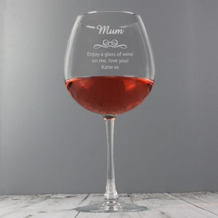 Personalised Decorative Bottle of Wine Glass: 9 - Wine Glasses By Gift Moments
