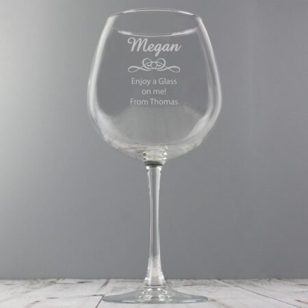 Personalised Decorative Bottle of Wine Glass: 5 - Wine Glasses By Gift Moments