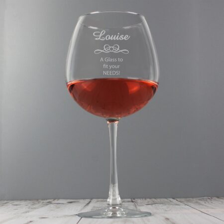 Personalised Decorative Bottle of Wine Glass: 1 - Wine Glasses By Gift Moments