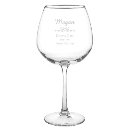 Personalised Decorative Bottle of Wine Glass: 3 - Wine Glasses By Gift Moments
