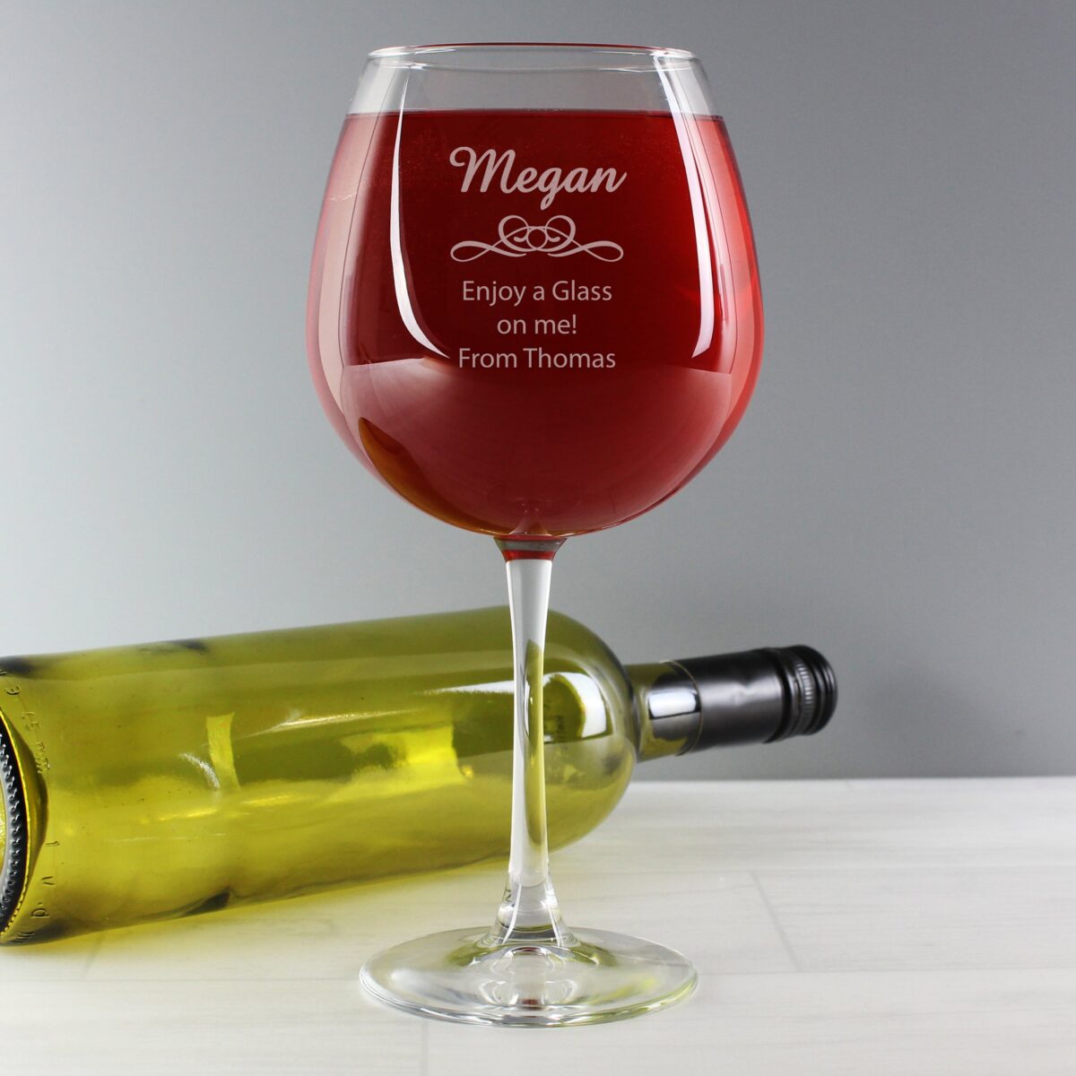 Personalised Decorative Bottle of Wine Glass: 7 - Wine Glasses By Gift Moments