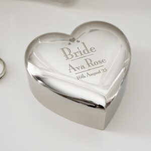 Personalised Decorative Wedding Bride Heart Trinket Box: 3 - Trinket Boxes By Gift Moments