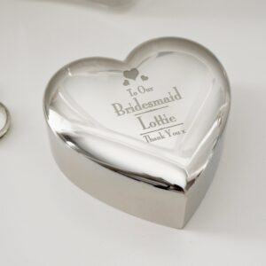 Personalised Decorative Wedding Bridesmaid Heart Trinket Box: 3 - Trinket Boxes By Gift Moments