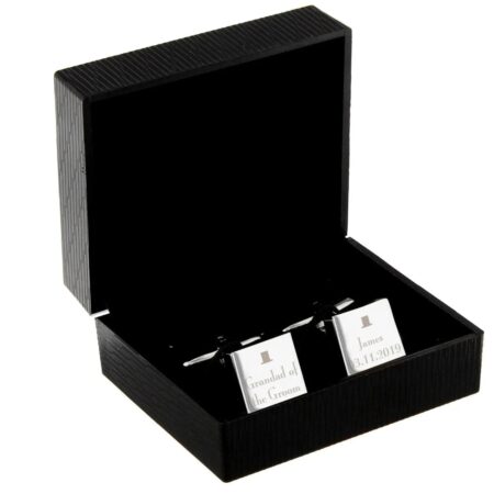 Personalised Decorative Wedding Any Role Square Cufflinks: 6 - Cufflinks & Tie Slides By Gift Moments