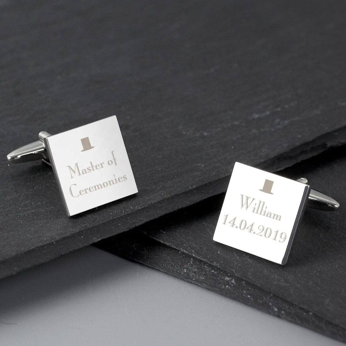 Personalised Decorative Wedding Any Role Square Cufflinks: 3 - Cufflinks & Tie Slides By Gift Moments