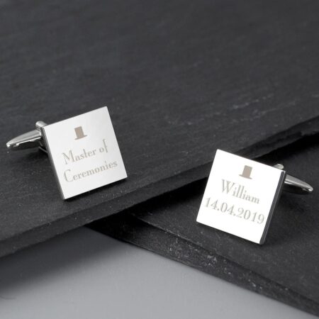 Personalised Decorative Wedding Any Role Square Cufflinks: 3 - Cufflinks & Tie Slides By Gift Moments