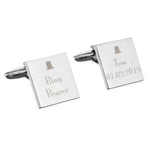 Personalised Decorative Wedding Any Role Square Cufflinks: 5 - Cufflinks & Tie Slides By Gift Moments