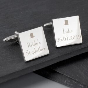 Personalised Decorative Wedding Any Role Square Cufflinks: 2 - Cufflinks & Tie Slides By Gift Moments