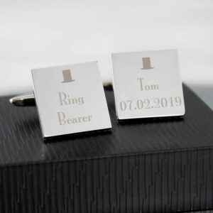 Personalised Decorative Wedding Any Role Square Cufflinks: 1 - Cufflinks & Tie Slides By Gift Moments