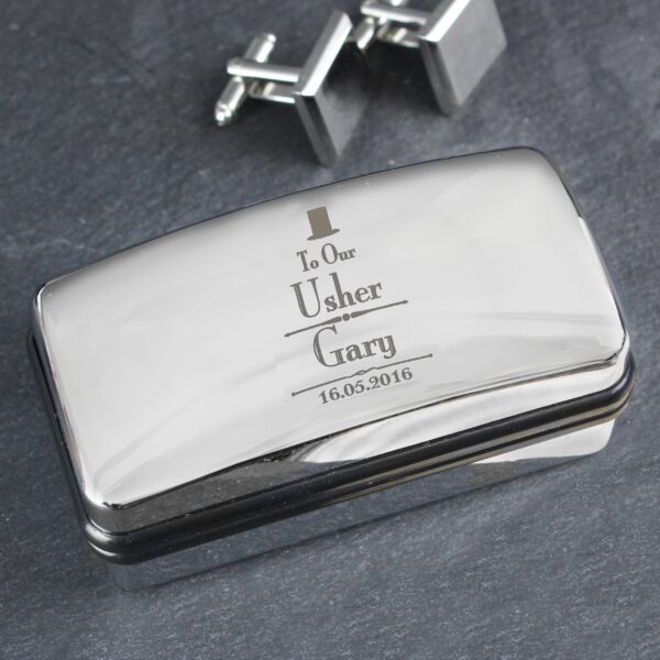 Personalised Decorative Wedding Usher Cufflink Box: 1 - Cufflink Boxes By Gift Moments