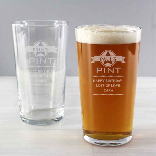 Personalised Diamond Pint Glass: 1 - Beer Glasses By Gift Moments
