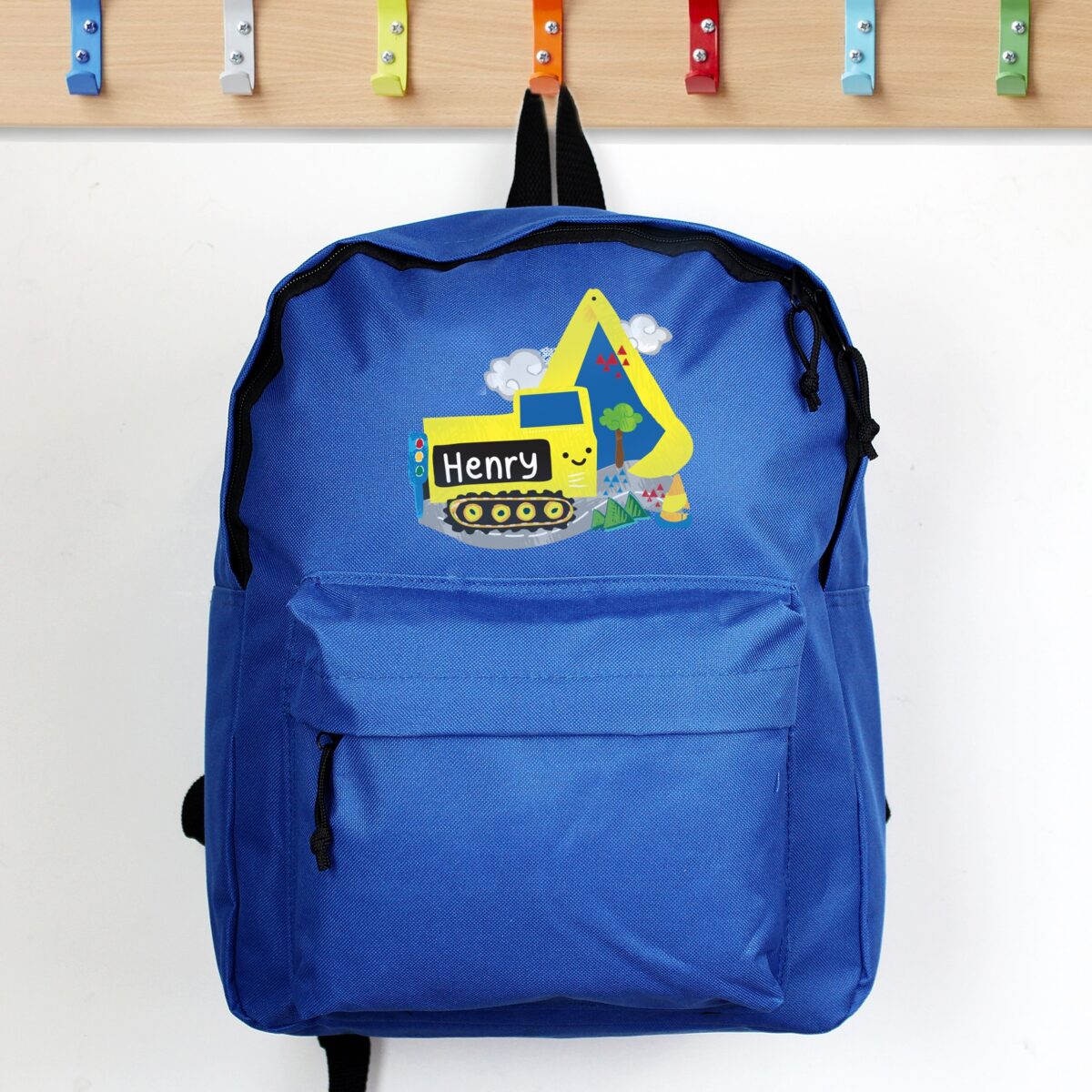 Personalised Digger Blue Backpack: 2 - Kids Bags By Gift Moments