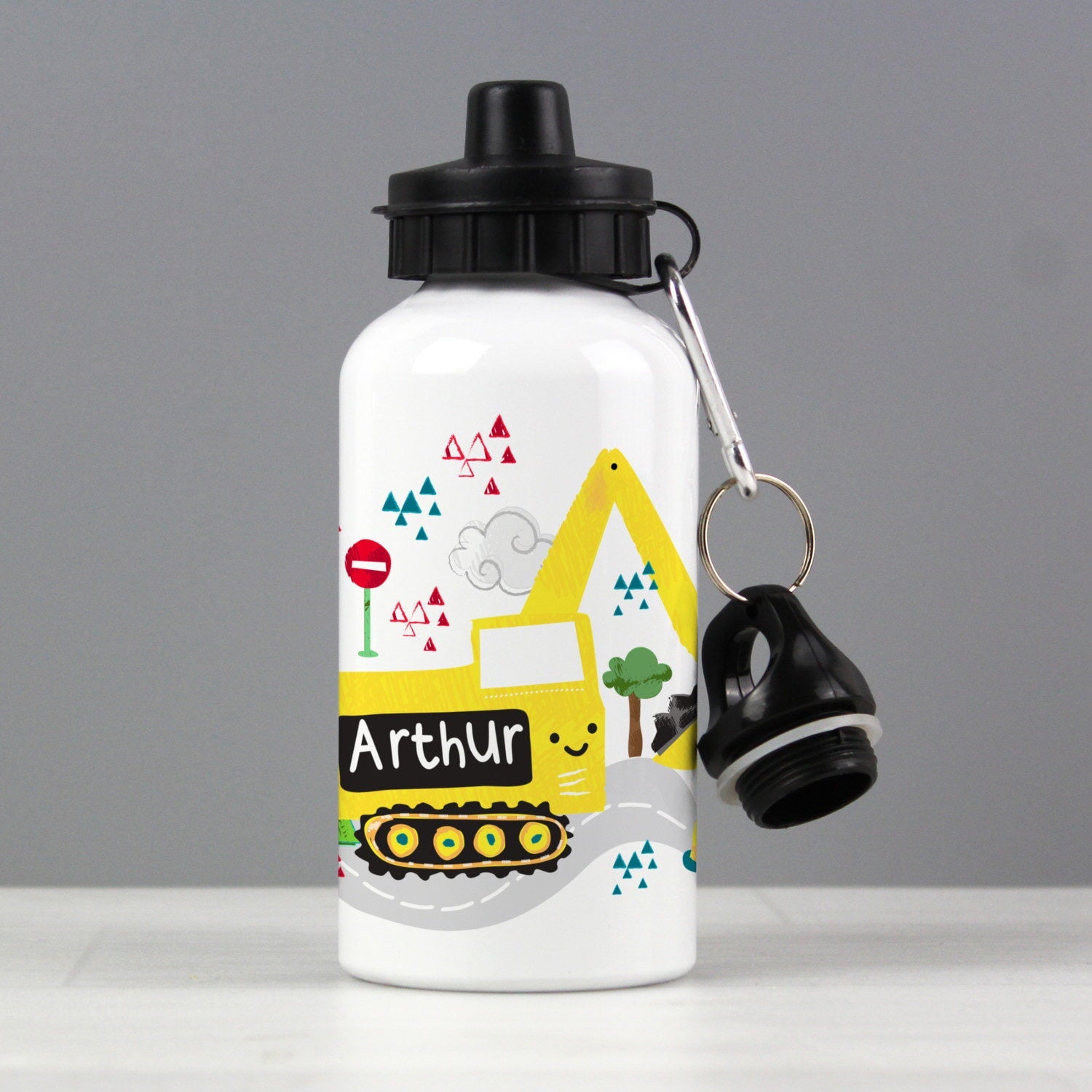 Personalised Digger Drinks Bottle: 1 - Kids Bottles By Gift Moments