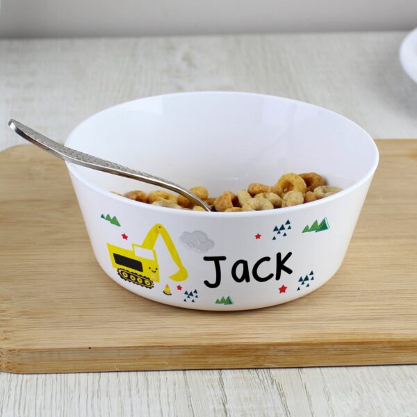 Personalised Digger Plastic Bowl: 1 - Tableware By Gift Moments