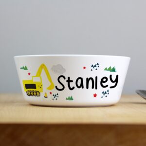 Personalised Digger Plastic Bowl: 2 - Tableware By Gift Moments