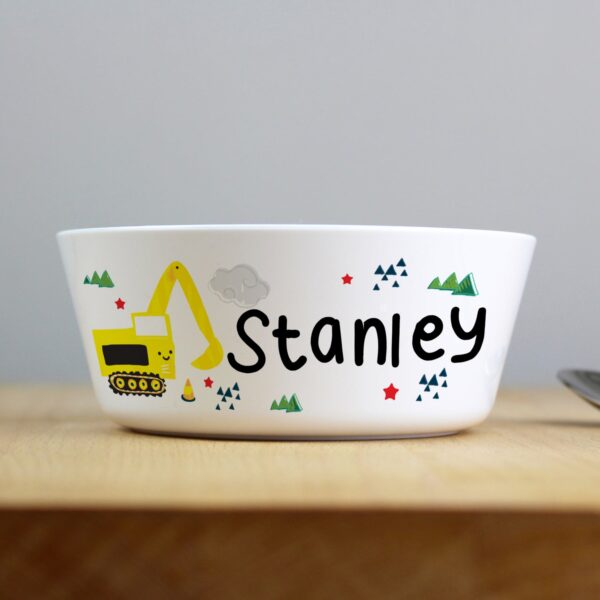 Personalised Digger Plastic Bowl: 2 - Tableware By Gift Moments