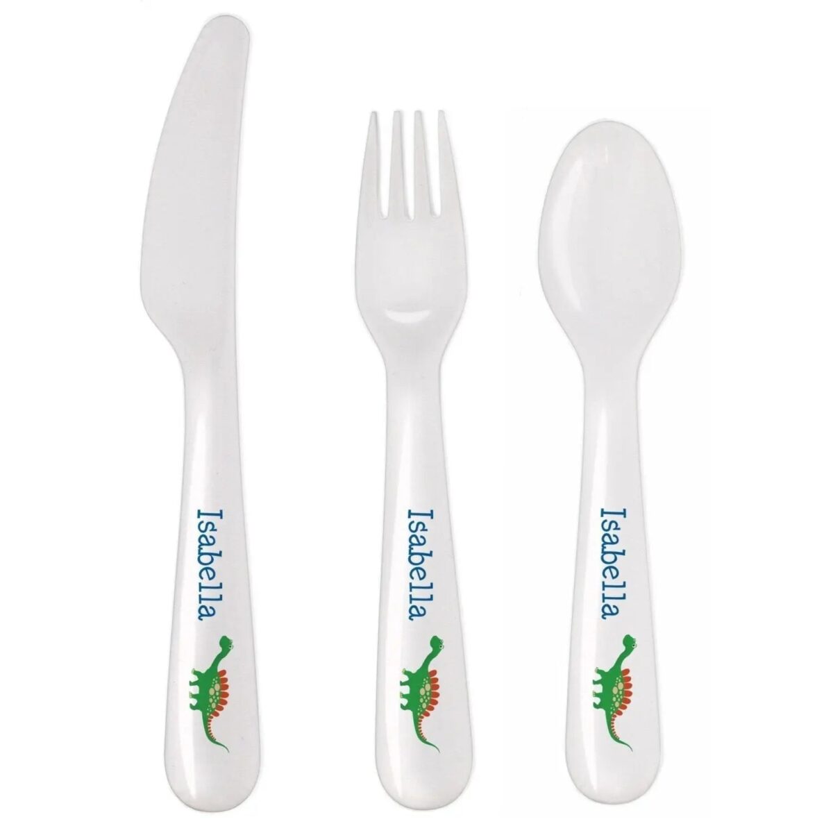 Personalised Dinosaur 3 Piece Plastic Cutlery Set: 3 - Cutlery Sets By Gift Moments