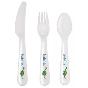 Personalised Dinosaur 3 Piece Plastic Cutlery Set: 3 - Cutlery Sets By Gift Moments