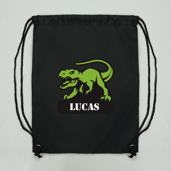 Personalised Dinosaur Black Kit Bag: 2 - Kids Bags By Gift Moments