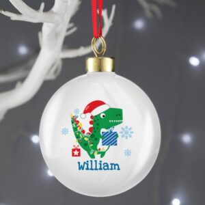 Personalised Dinosaur ’Have a Roarsome Christmas’ Bauble: 2 - Christmas Baubles By Gift Moments