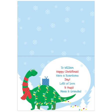 Personalised Dinosaur ’Have a Roarsome Christmas’ Card: 4 - Greeting Cards By Gift Moments