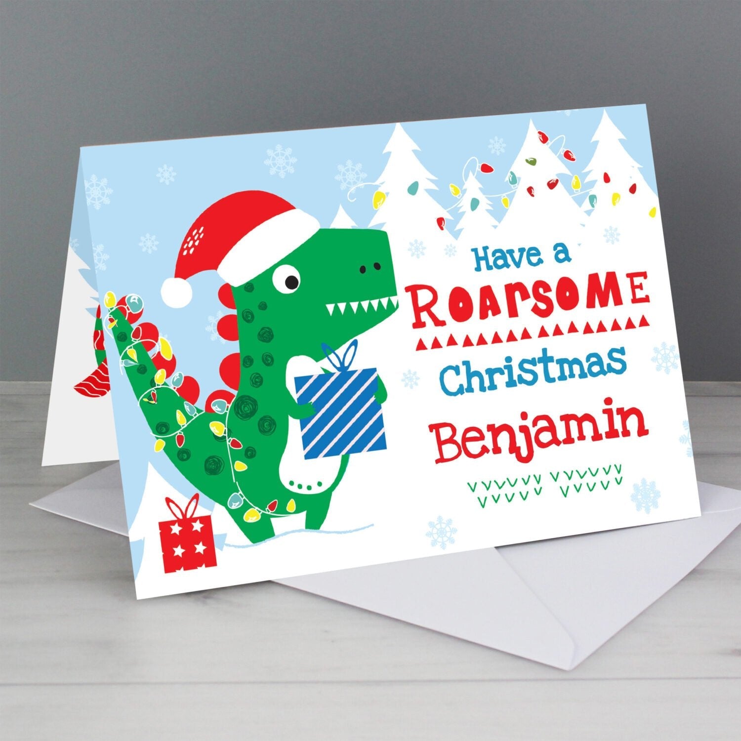 Personalised Dinosaur ’Have a Roarsome Christmas’ Card: 1 - Greeting Cards By Gift Moments