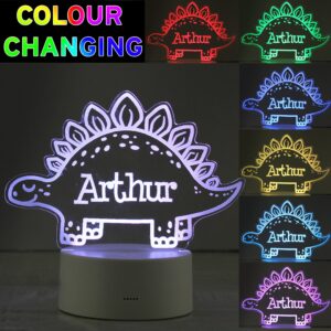 Personalised Dinosaur LED Colour Changing Night Light: 3 - LED Lighting By Gift Moments