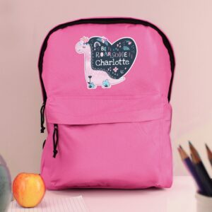 Personalised Dinosaur Pink Backpack: 1 - Kids Bags By Gift Moments