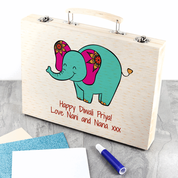 Personalised Diwali Elephant Colouring Set: 1 - Pencil Cases & Sets By Gift Moments