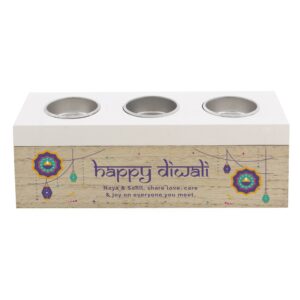 Personalised Diwali Triple Tealight Box: 5 - Candle Holders By Gift Moments
