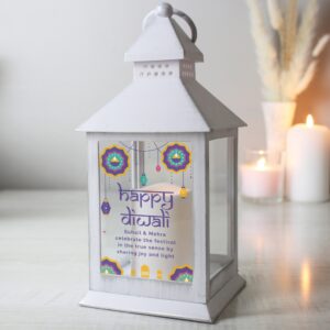 Personalised Diwali White Lantern: 4 - LED Lighting By Gift Moments