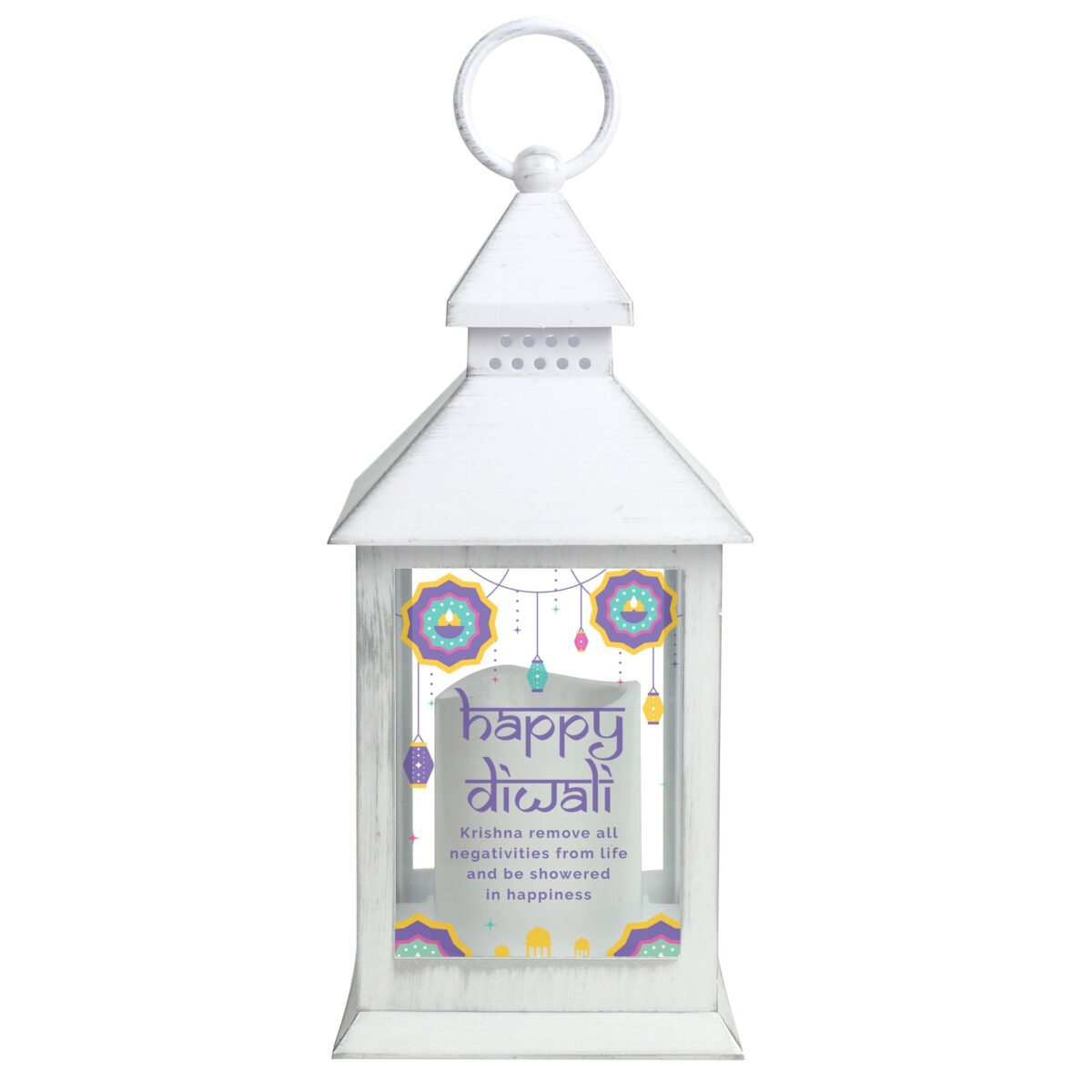 Personalised Diwali White Lantern: 5 - LED Lighting By Gift Moments