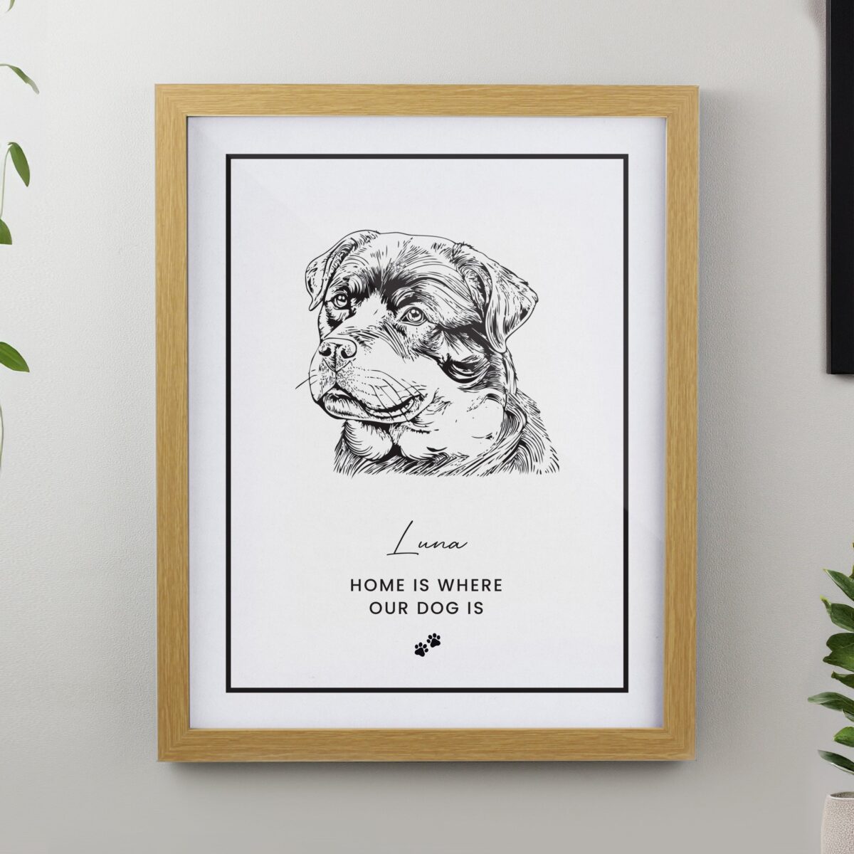 Personalised Dog Breed Framed Prints: 1 - Oak - Framed Prints By Gift Moments