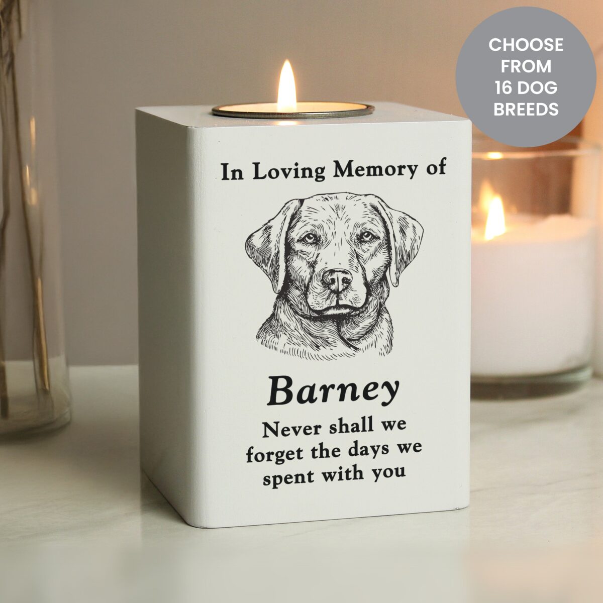 Personalised Dog Breed Memorial Tealight Holder: 2 - Candle Holders By Gift Moments