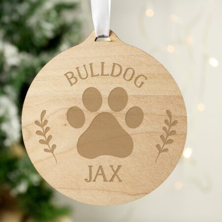 Personalised Dog Breed Round Wooden Bauble: 4 - Christmas Decorations By Gift Moments