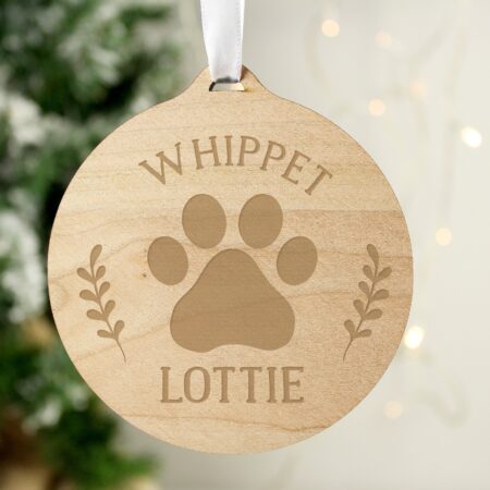 Personalised Dog Breed Round Wooden Bauble: 5 - Christmas Decorations By Gift Moments