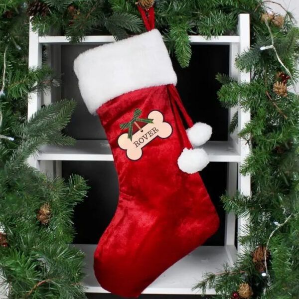 Personalised Dog Treats Luxury Red Stocking: 1 - Christmas Stockings By Gift Moments