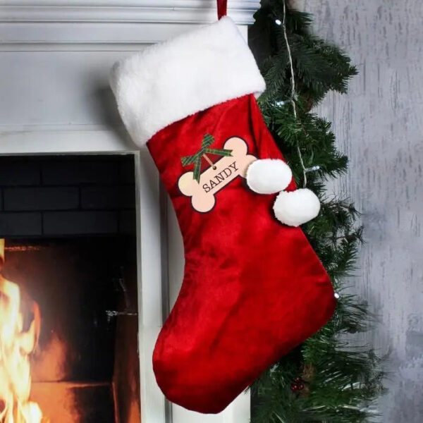 Personalised Dog Treats Luxury Red Stocking: 2 - Christmas Stockings By Gift Moments