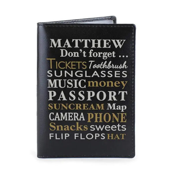 Personalised Don’t Forget... Black Passport Holder: 2 - Passport Holders By Gift Moments