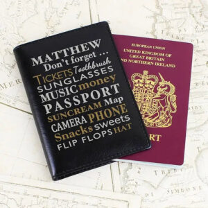 Personalised Don’t Forget... Black Passport Holder: 1 - Passport Holders By Gift Moments