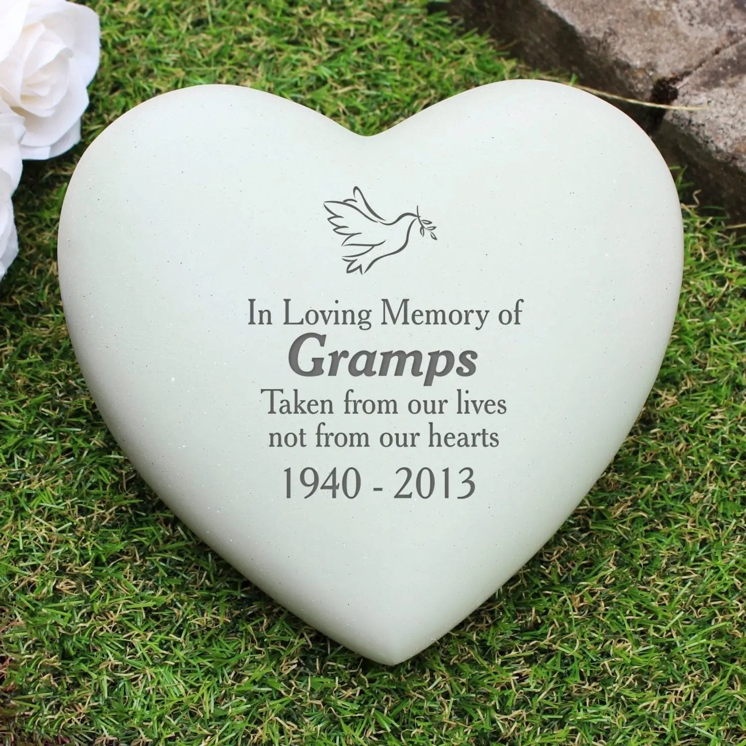 Personalised dove heart memorial